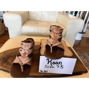 Roan Women Leather Sandals Size 7.5 Brown Boho Comfort Zip